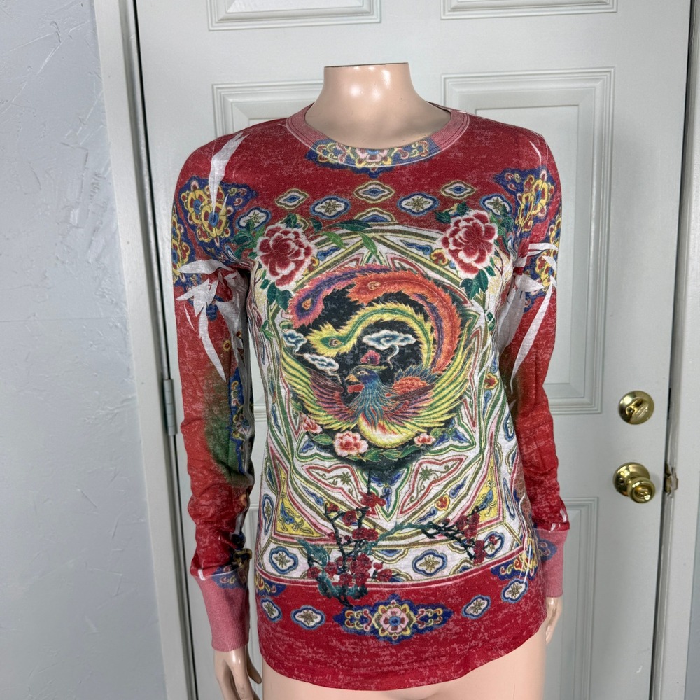 Vintage Y2K Forever 21 Shirt Medium Baby Tee Hippy Burnout Floral crew neck MM1